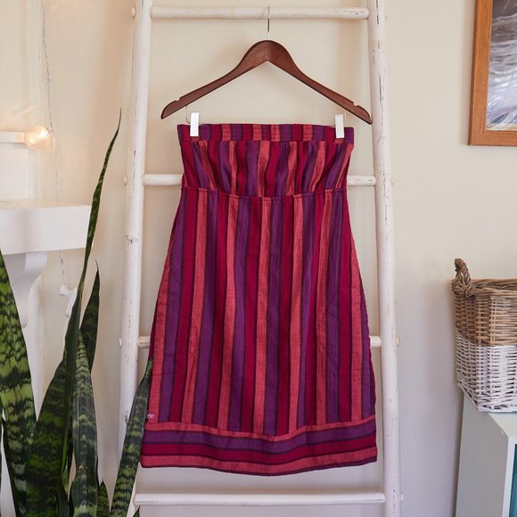 Volcom Purple & Pink Striped Strapless Dress - Picture 1 of 2
